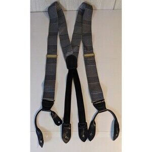 Cole Haan Black Gray White Suspenders EUC